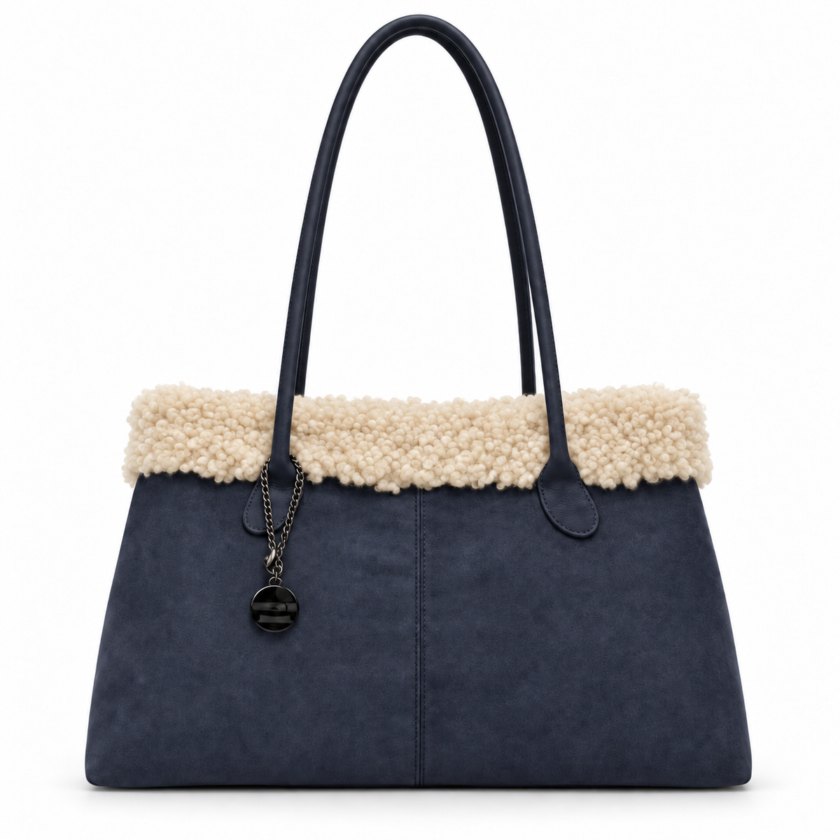 Sac à bandoulière femme SWEET YEARS Nuvola avec bordure duveteuse, couleur bleue