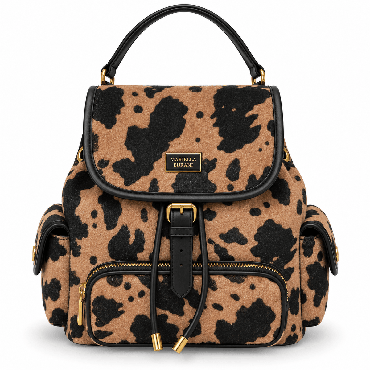 Sac à dos pour femme MARIELLA BURANI Savanna – imprimé animalier, modèle Mustang Tan