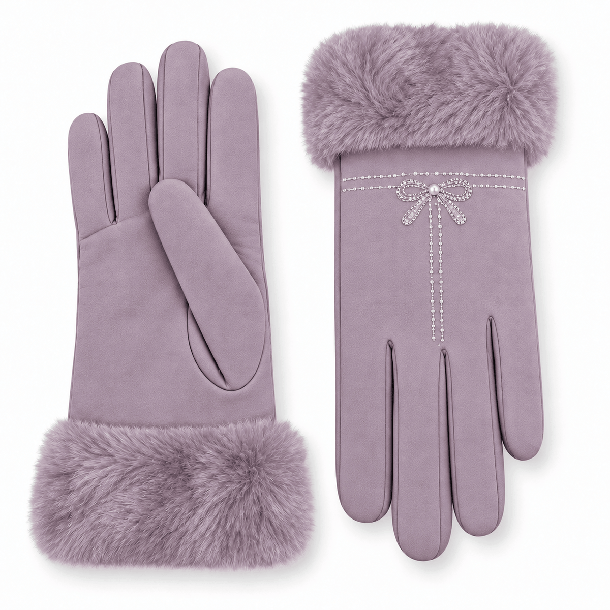 Damenhandschuhe NAZZEA FIOCCO mit flauschigem Bündchen und Schleife