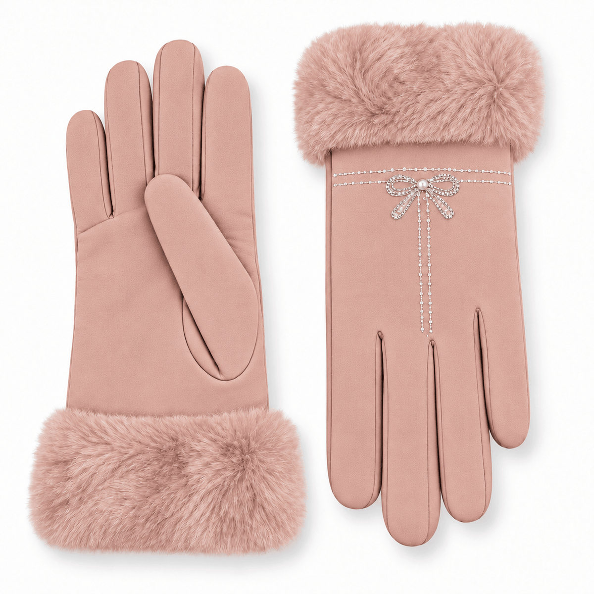 Damenhandschuhe NAZZEA FIOCCO mit flauschigem Bündchen und Schleife