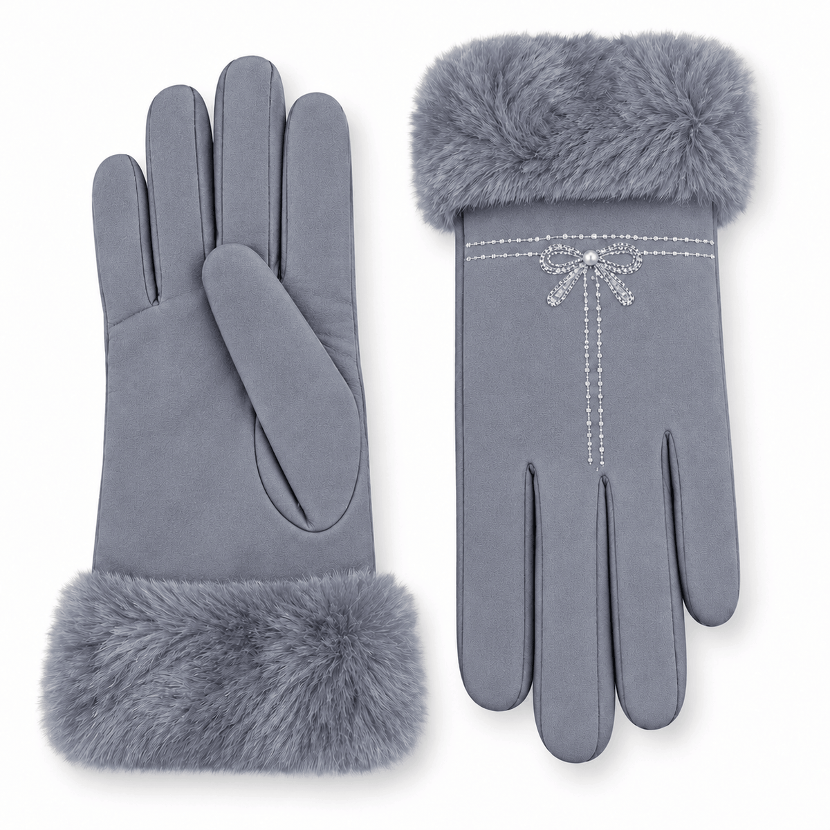 Damenhandschuhe NAZZEA FIOCCO mit flauschigem Bündchen und Schleife