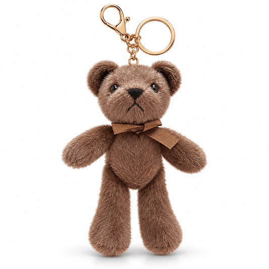 Плюшен ключодържател мече NAZZEA TEDDY – аксесоар за чанта и раница, цвят кафяв