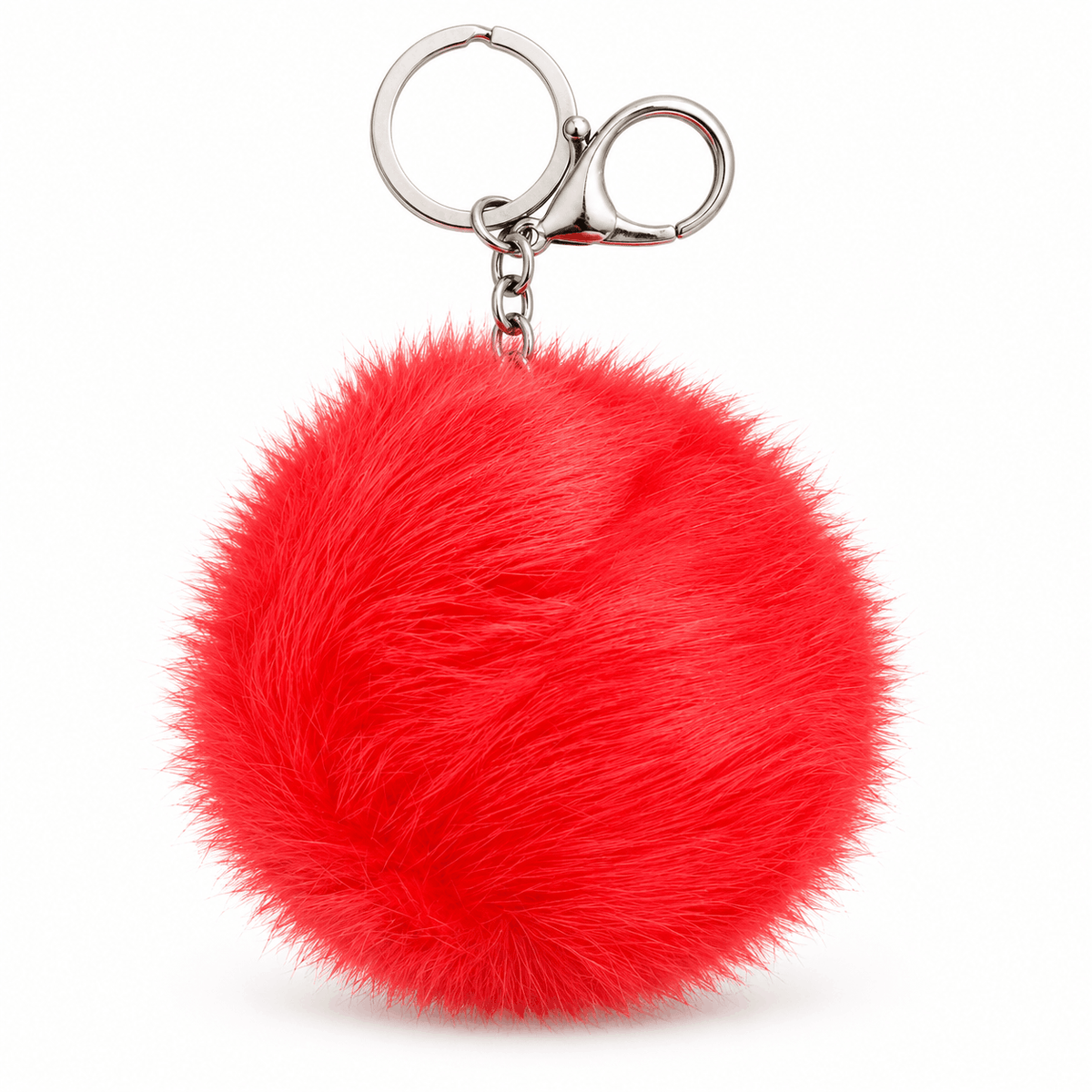 Fluffiger Schlüsselanhänger NAZZEA Pomelle, Farbe Koralle