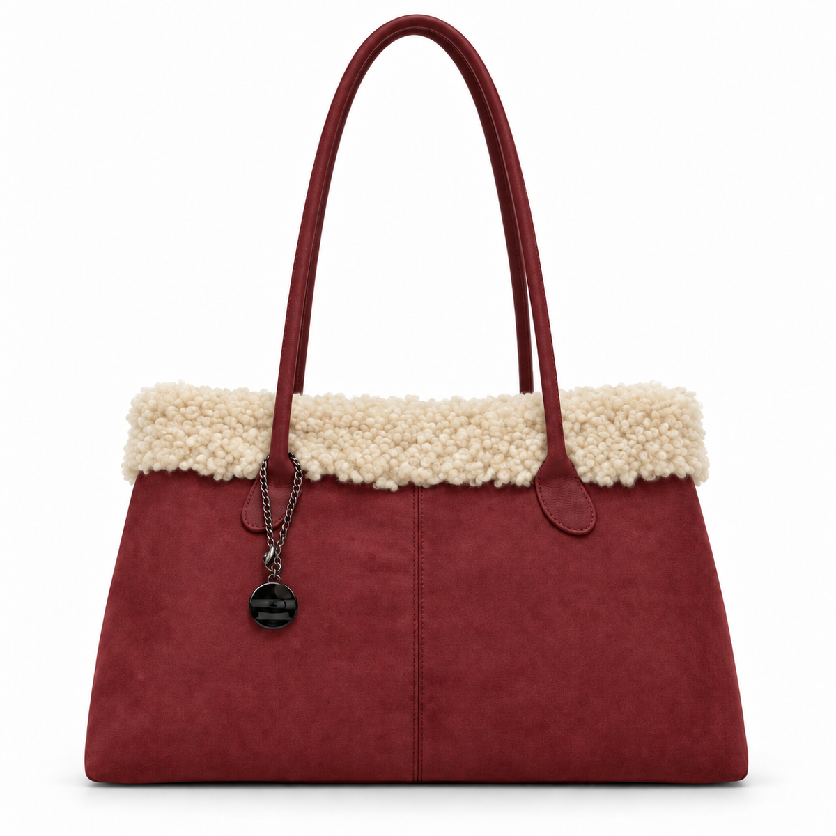 Sac à bandoulière femme SWEET YEARS Nuvola avec bordure duveteuse, rouge
