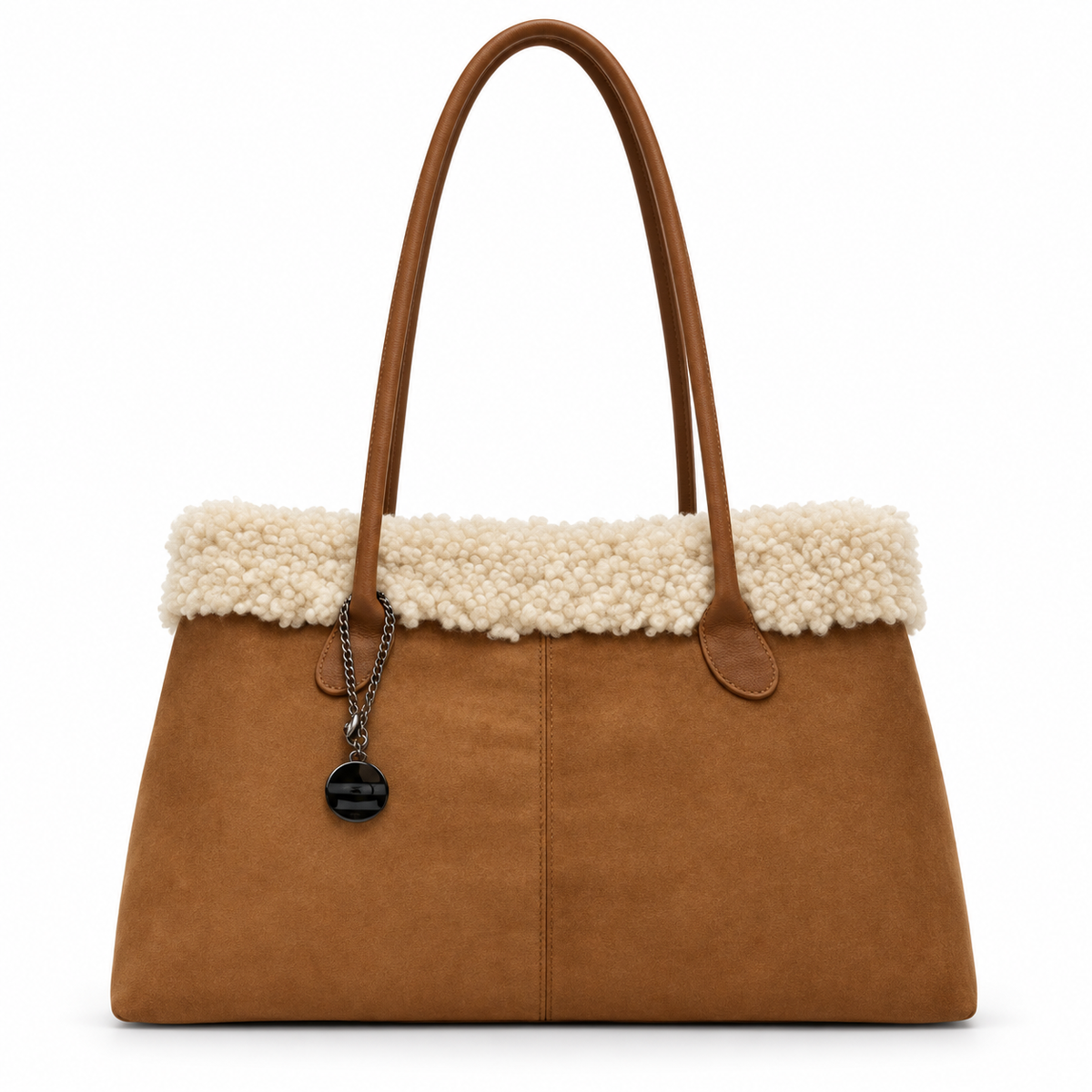 Sac à bandoulière pour femme SWEET YEARS Nuvola avec bordure duveteuse, marron