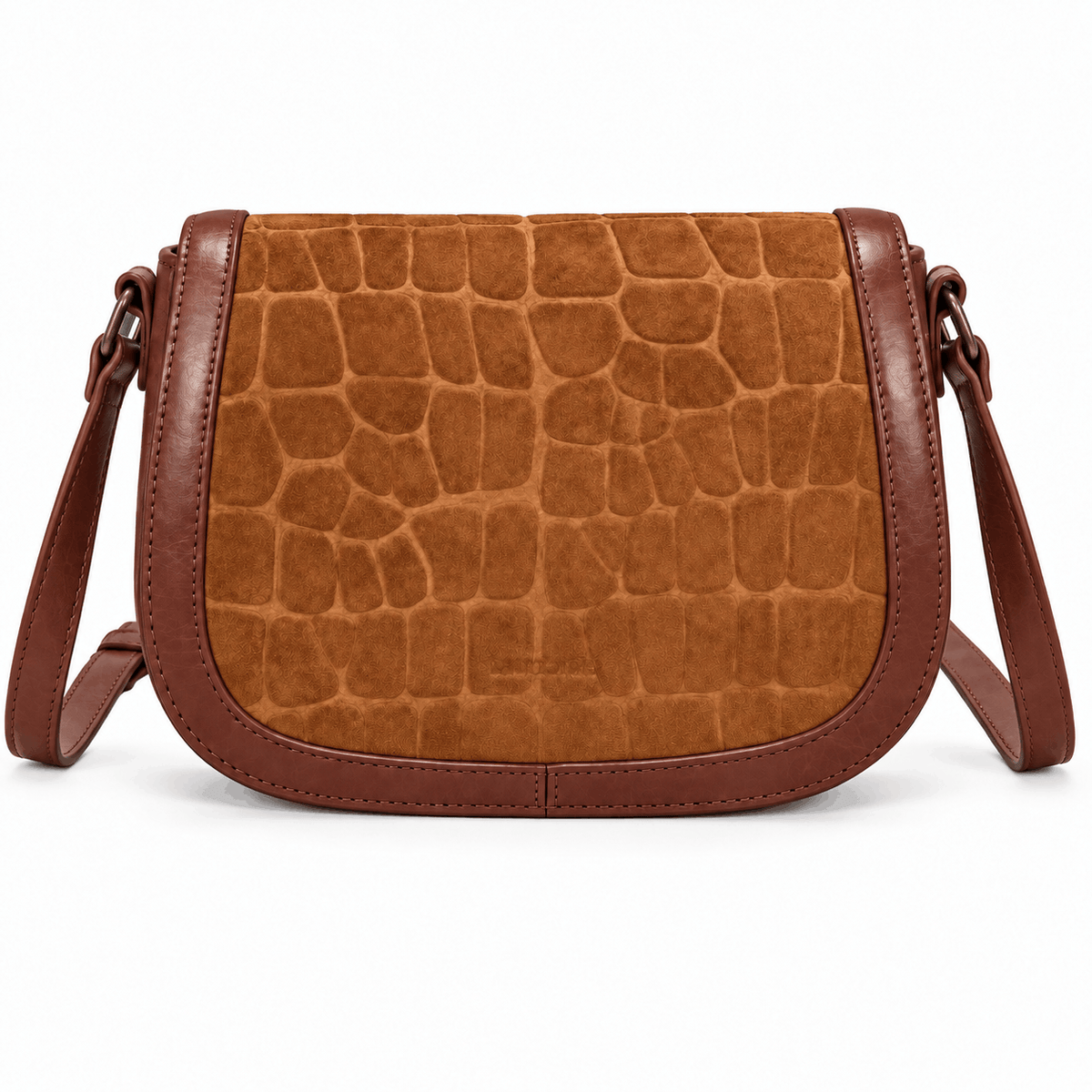Γυναικεία τσάντα ώμου Sweet Years Leather με καπάκι, καφέ χρώμα