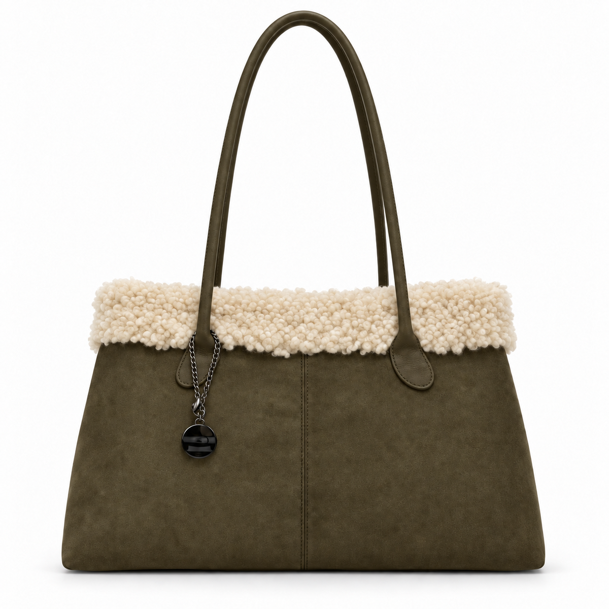 Sac à bandoulière pour femme SWEET YEARS Nuvola avec bordure duveteuse, couleur verte