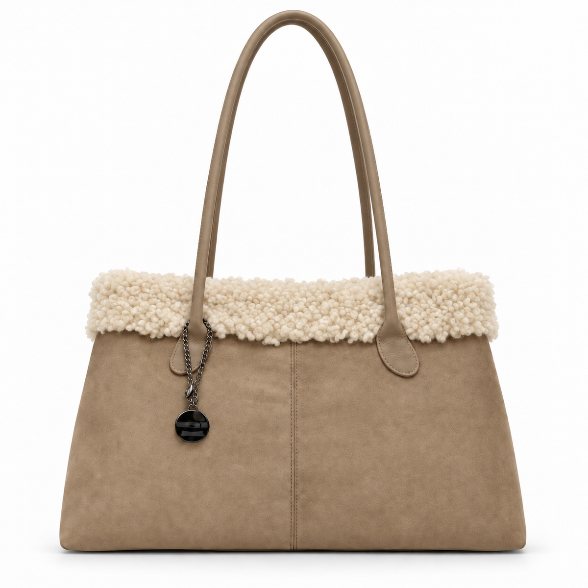 Sac bandoulière pour femme SWEET YEARS Nuvola avec bordure duveteuse, couleur kaki