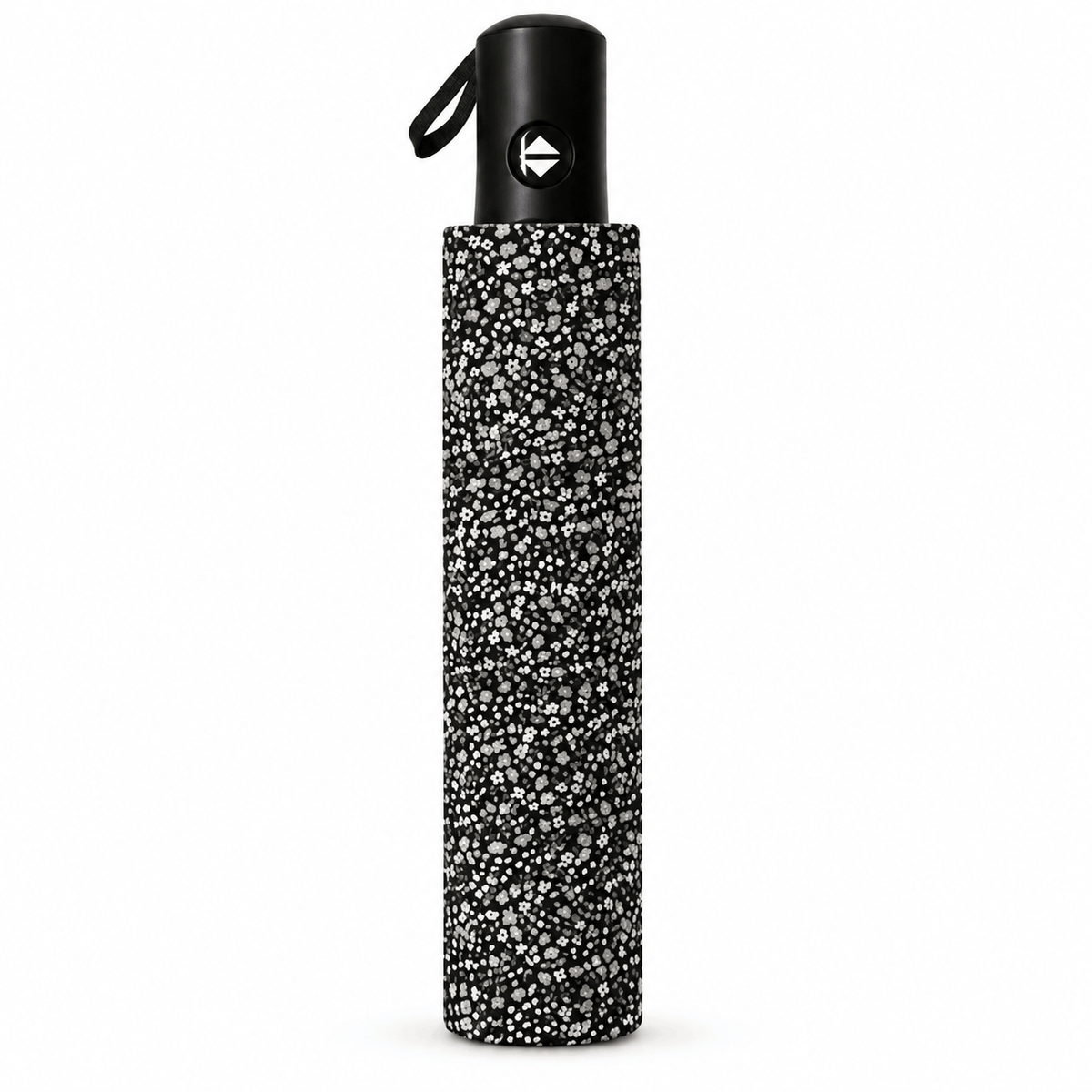 Parapluie pliant automatique NAZZEA Aveline – 55 cm, noir à motif floral
