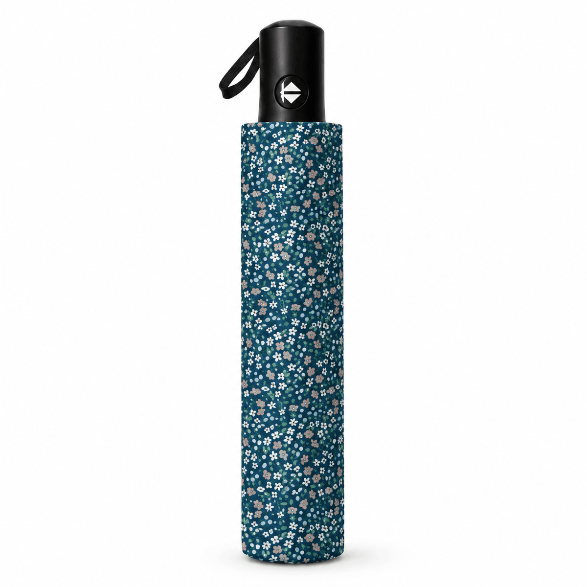 Parapluie pliant automatique NAZZEA Aveline – 55 cm, bleu pétrole à motif floral