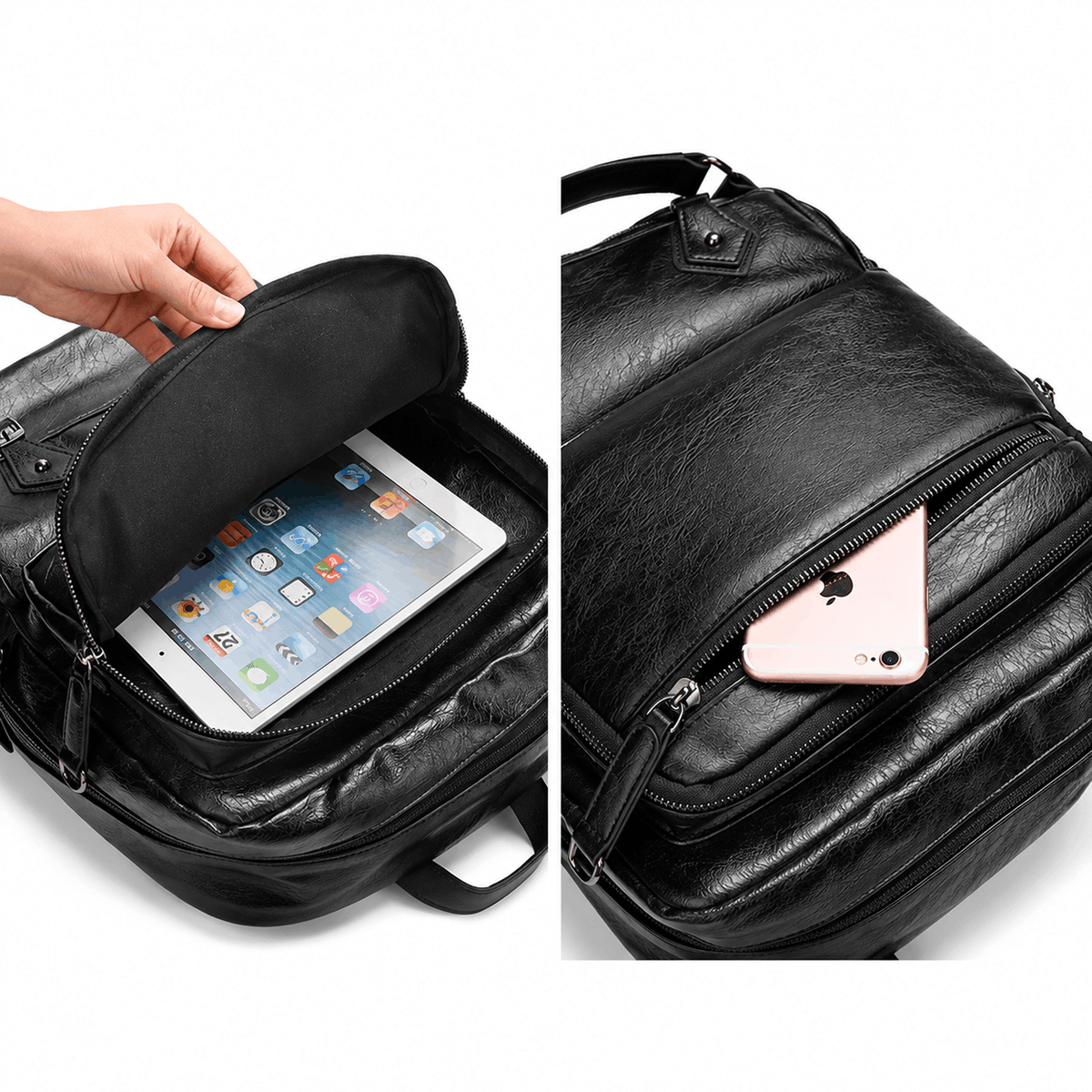 Schwarzer Business-Rucksack für 15,6"-Laptop mit vielen Fächern, Ansicht 6