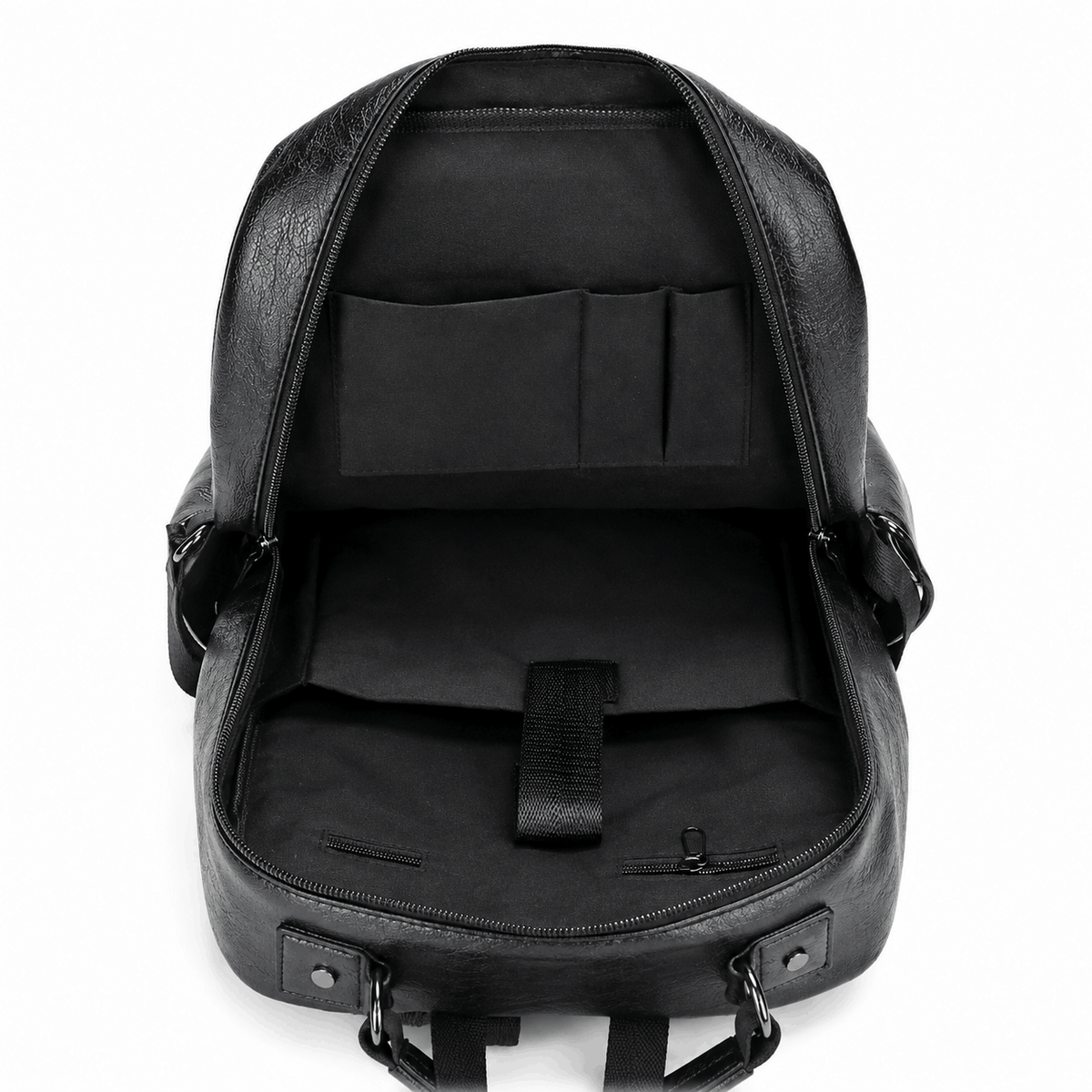 Schwarzer Business-Laptop-Rucksack für 15,6" mit vielen Fächern, Ansicht 2