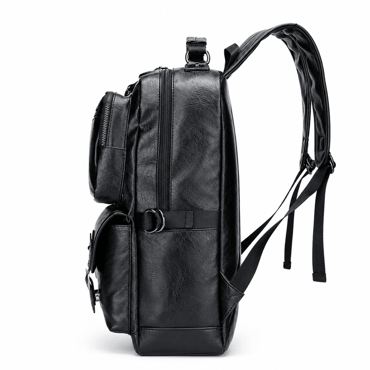 Schwarzer Business-Rucksack für Laptops bis 15,6 Zoll mit vielen Fächern, Ansicht 3