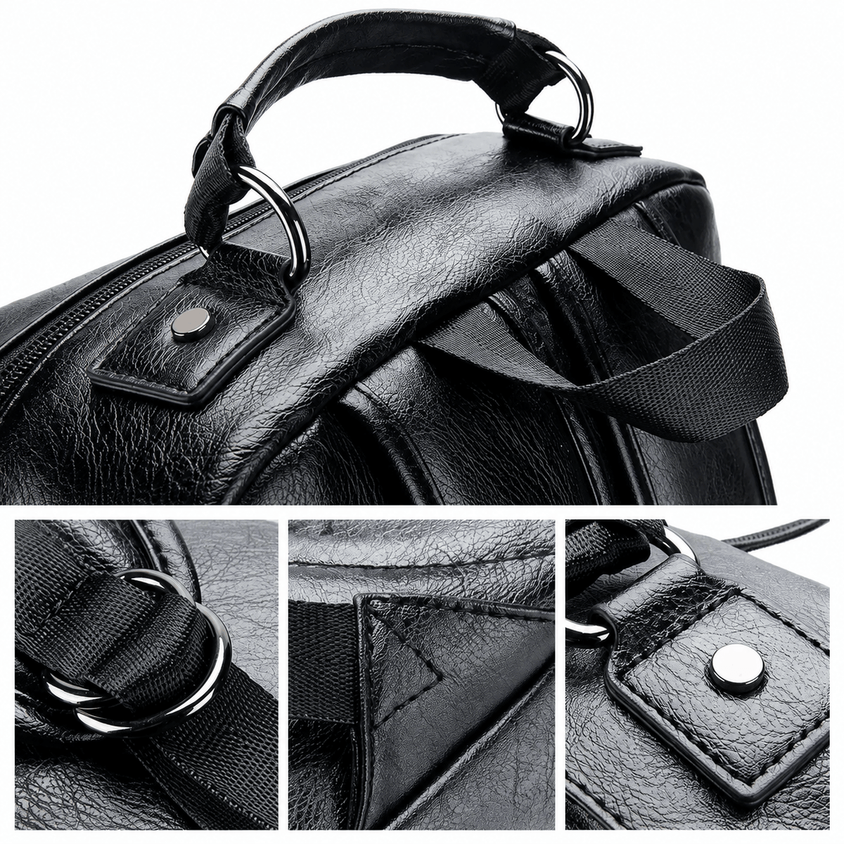 Schwarzer Business-Rucksack für 15,6-Zoll-Laptops mit vielen Fächern, Ansicht 7