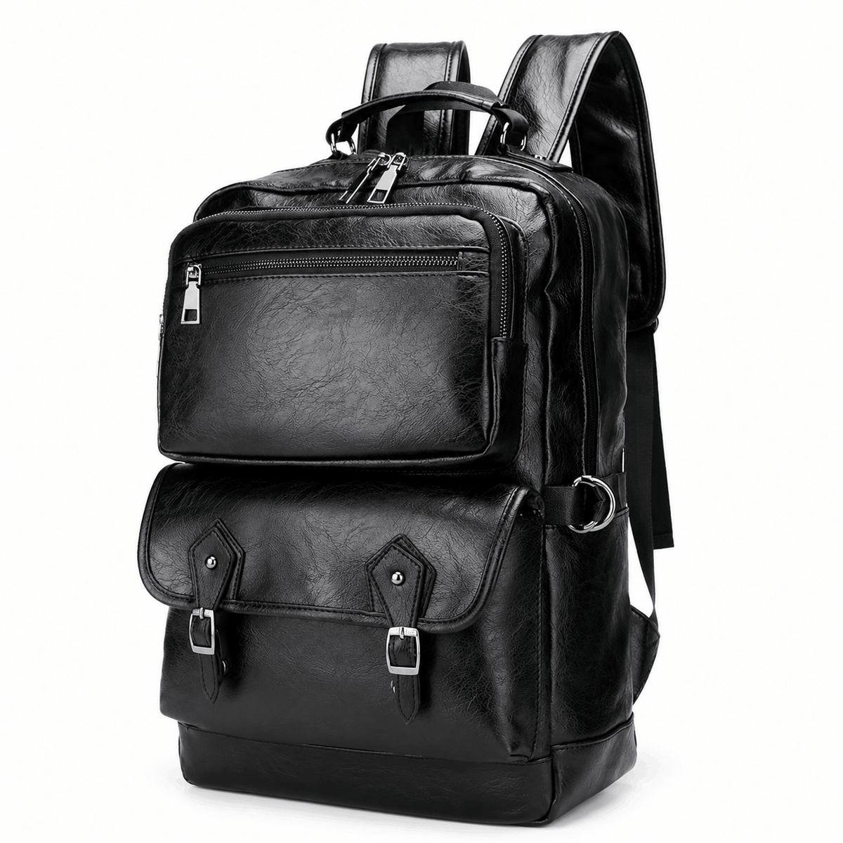 Schwarzer Business-Rucksack für Laptops bis 15,6" mit vielen Fächern, Ansicht 4