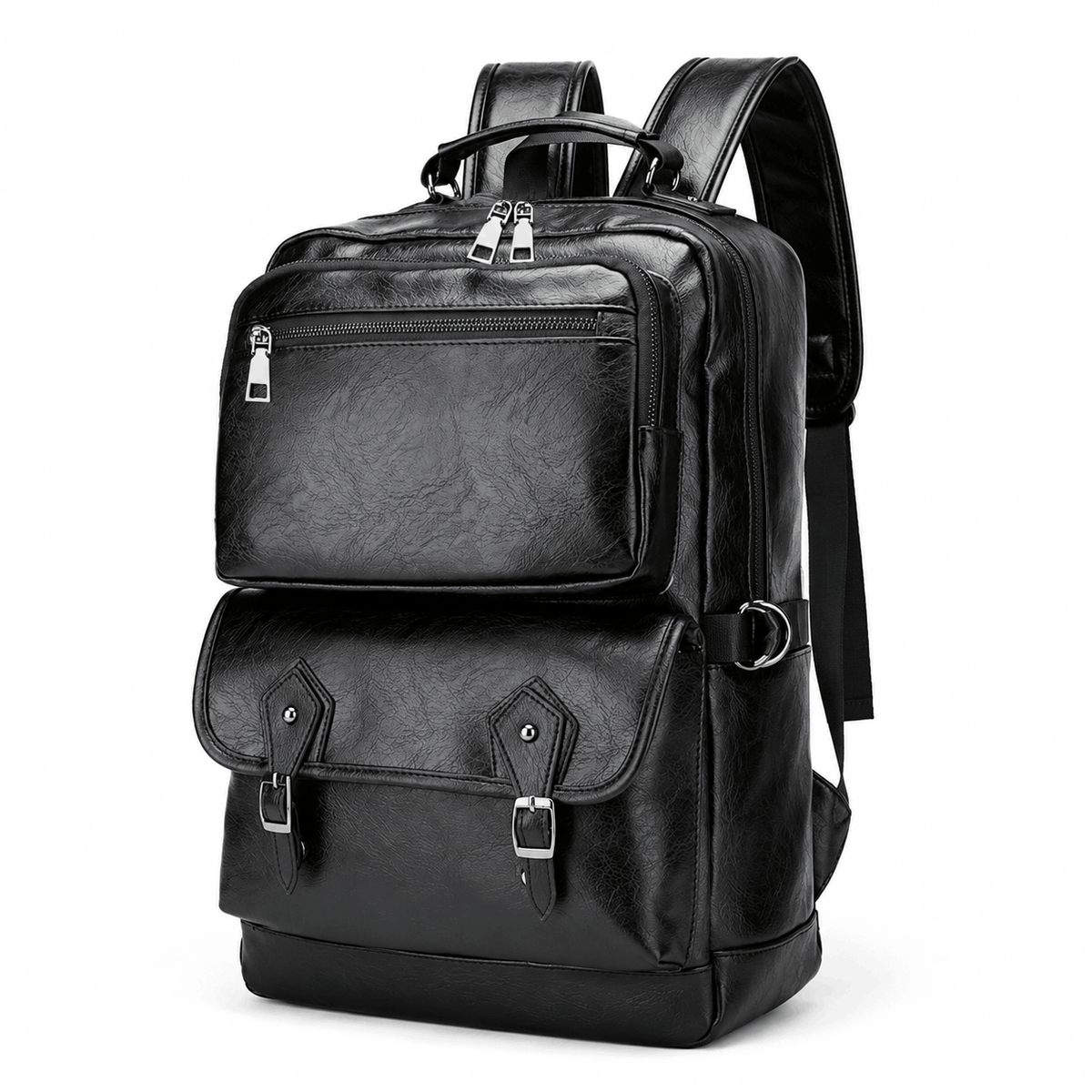 Schwarzer Business-Rucksack für einen 15,6-Zoll-Laptop mit vielen Fächern, Ansicht 9