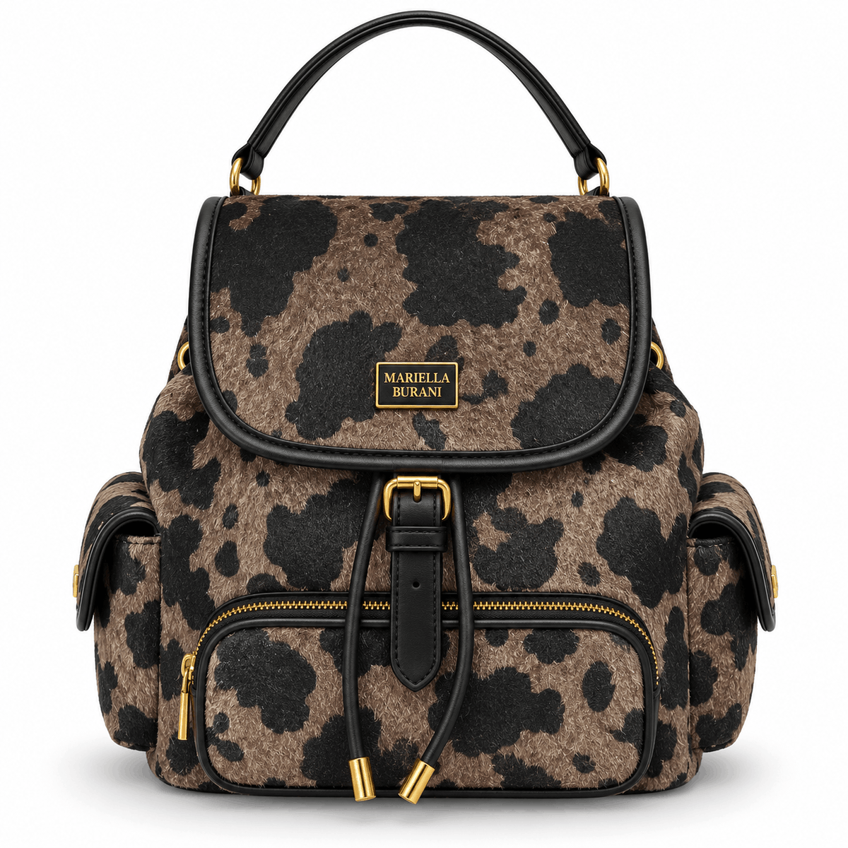 Sac à dos pour femme MARIELLA BURANI Savanna – imprimé animalier, modèle Bison Brown
