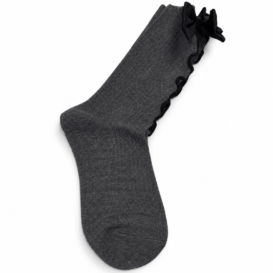 Șosete de damă NAZZEA NASTRINO, cu funde din satin – gri închis, mărimea 35–41