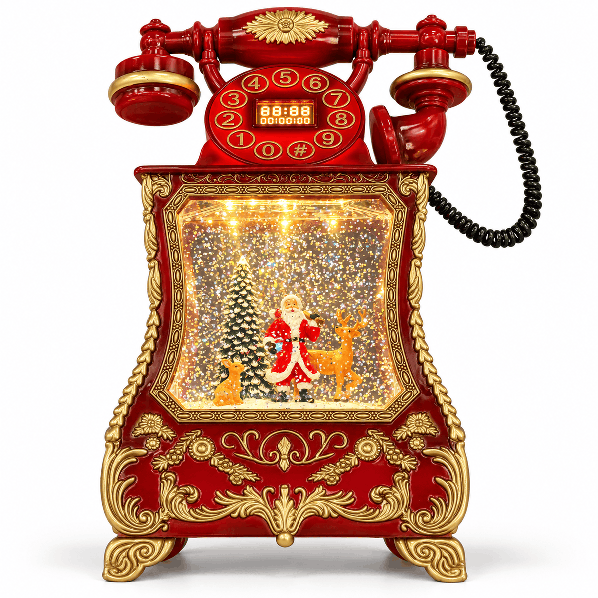 Musikalische Weihnachtsdekoration: Retro-Telefon mit leuchtender Szene