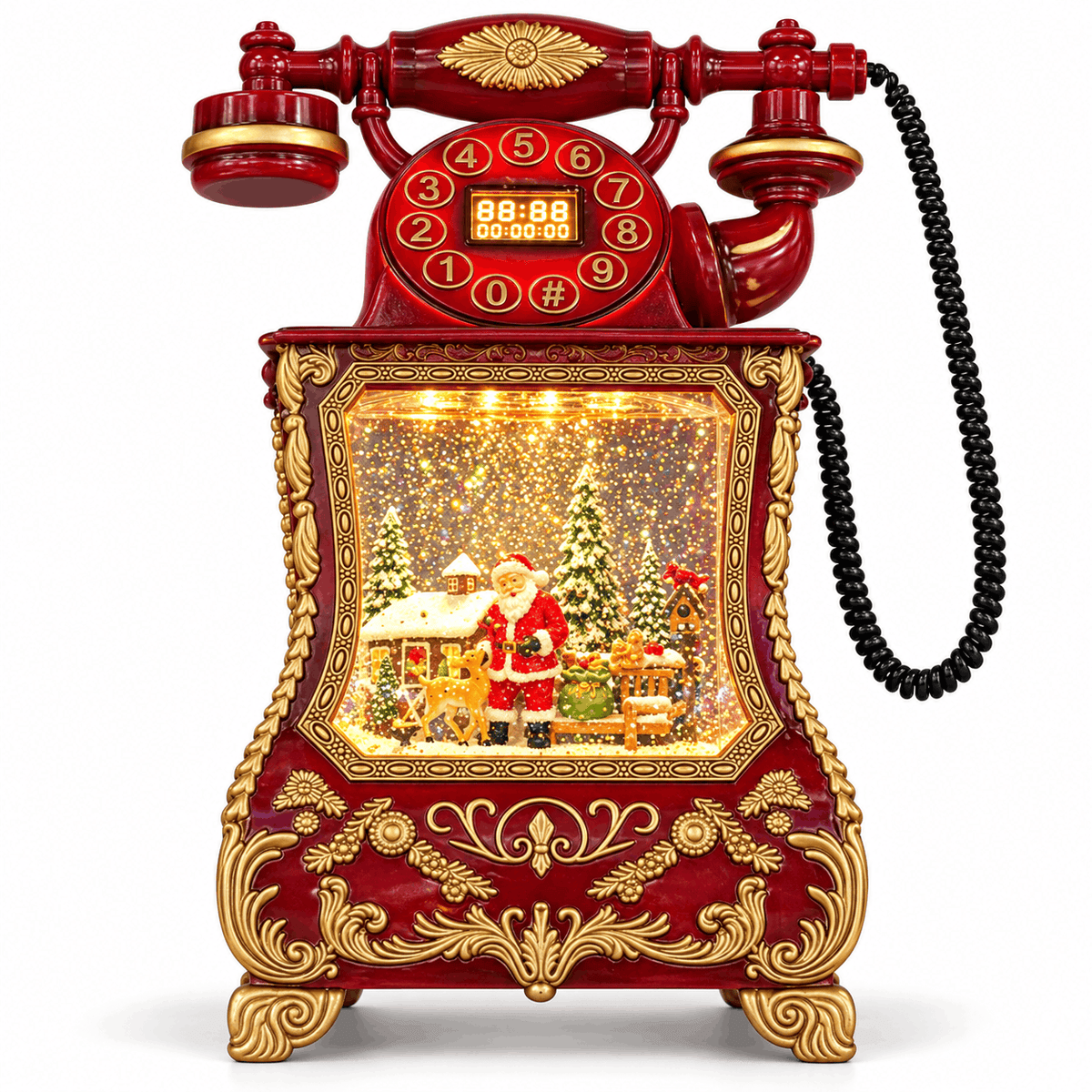 Musikalische Weihnachtsdekoration: Retro-Telefon mit leuchtender Szene
