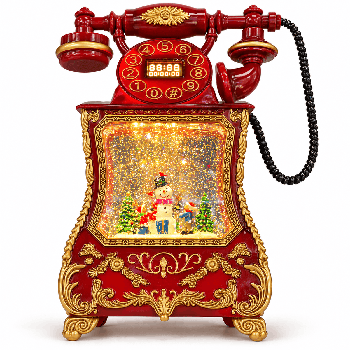 Musikalische Weihnachtsdekoration: Retro-Telefon mit leuchtender Szene