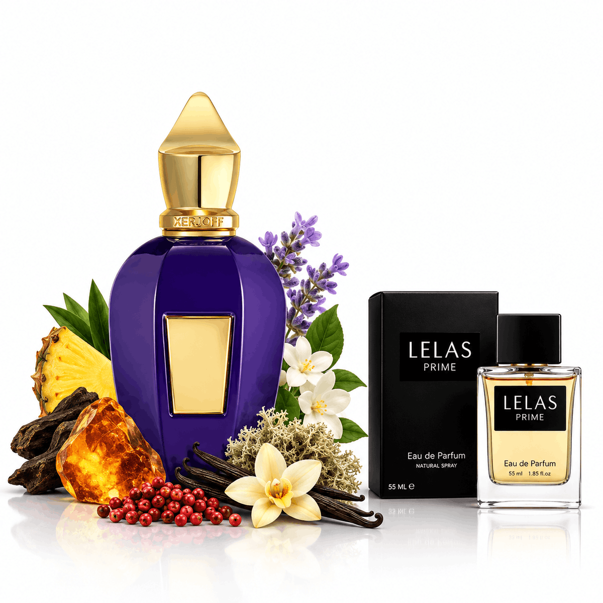 Női és férfi parfüm LELAS PRIME 55 ml – az Accento Nur által ihletve