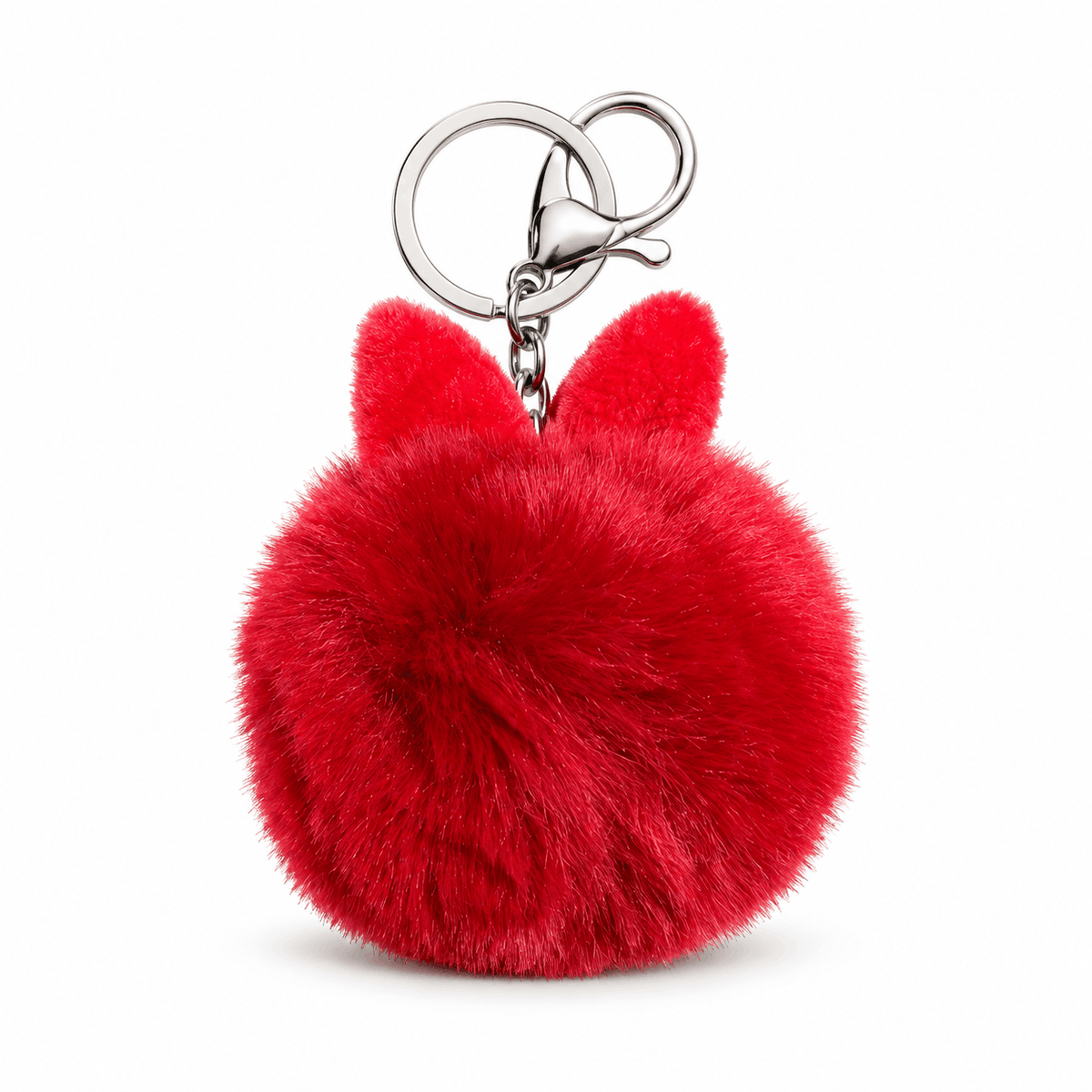 Пухкав ключодържател NAZZEA Bunny Puff, цвят червен