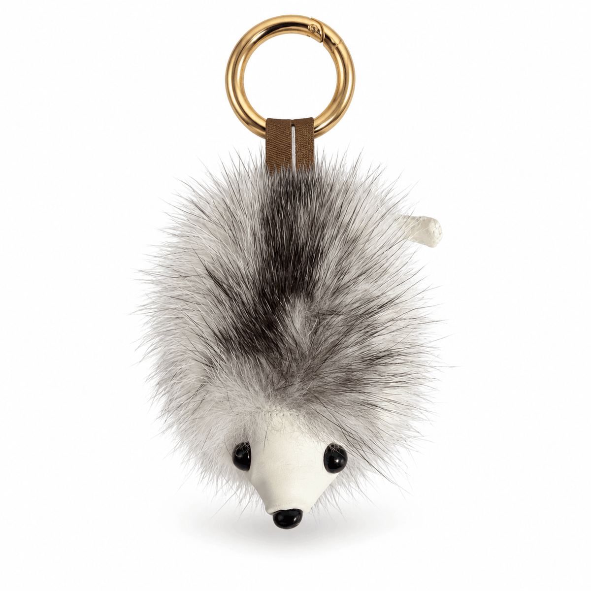 Flauschiger Schlüsselanhänger NAZZEA Hedgie, hellgrau mit Dunkelgrau