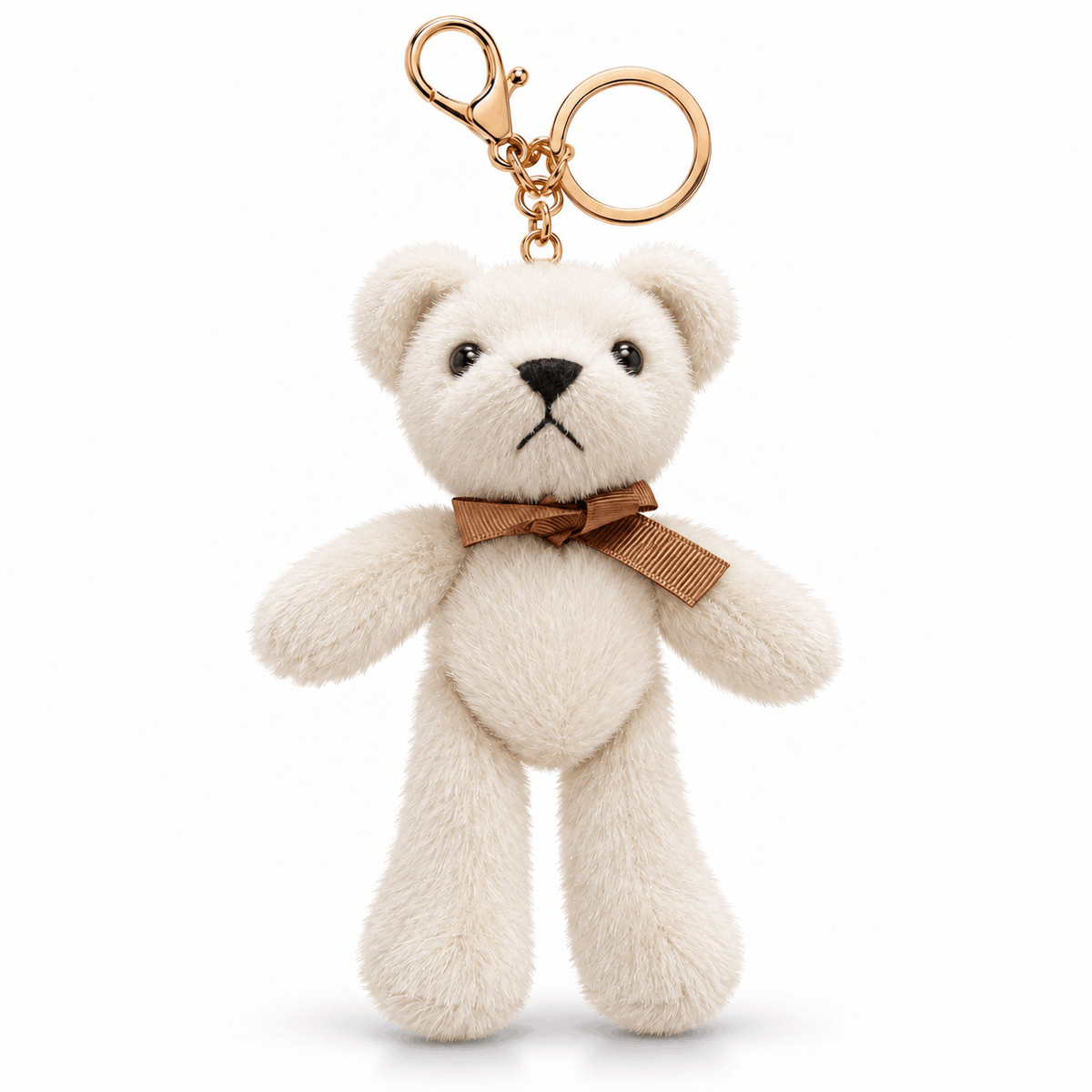 Плюшен ключодържател мече NAZZEA TEDDY – аксесоар за чанта и раница, цвят бял