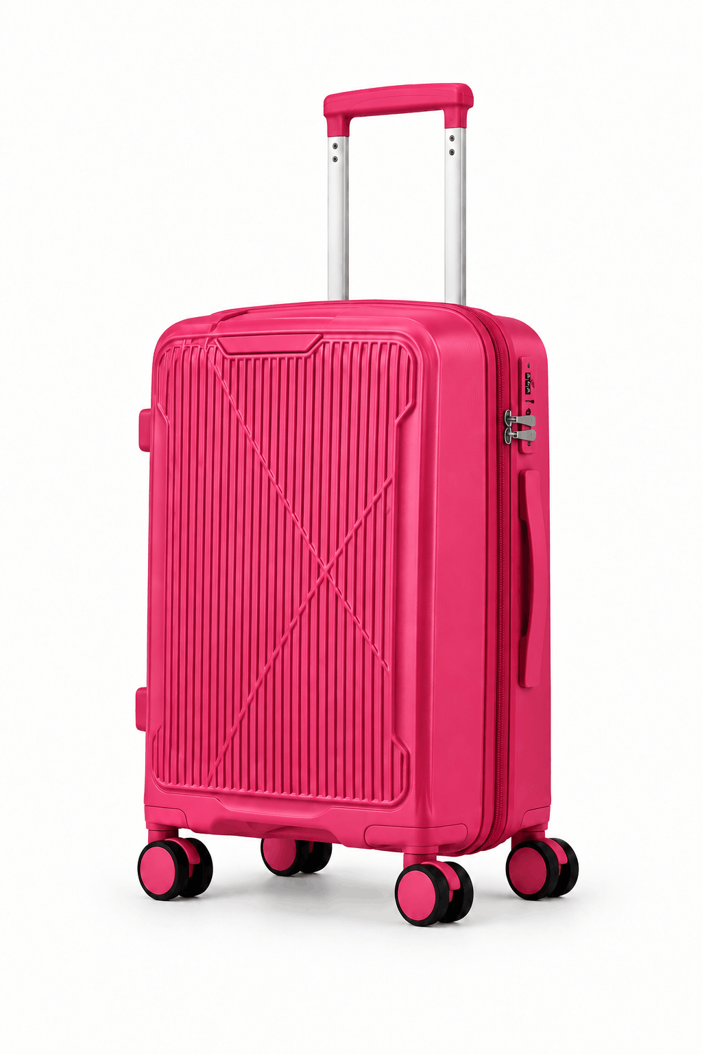 Valise rigide ORMI DELUX à 4 roues doubles – à l’unité ou en lot de 3, couleur fuchsia