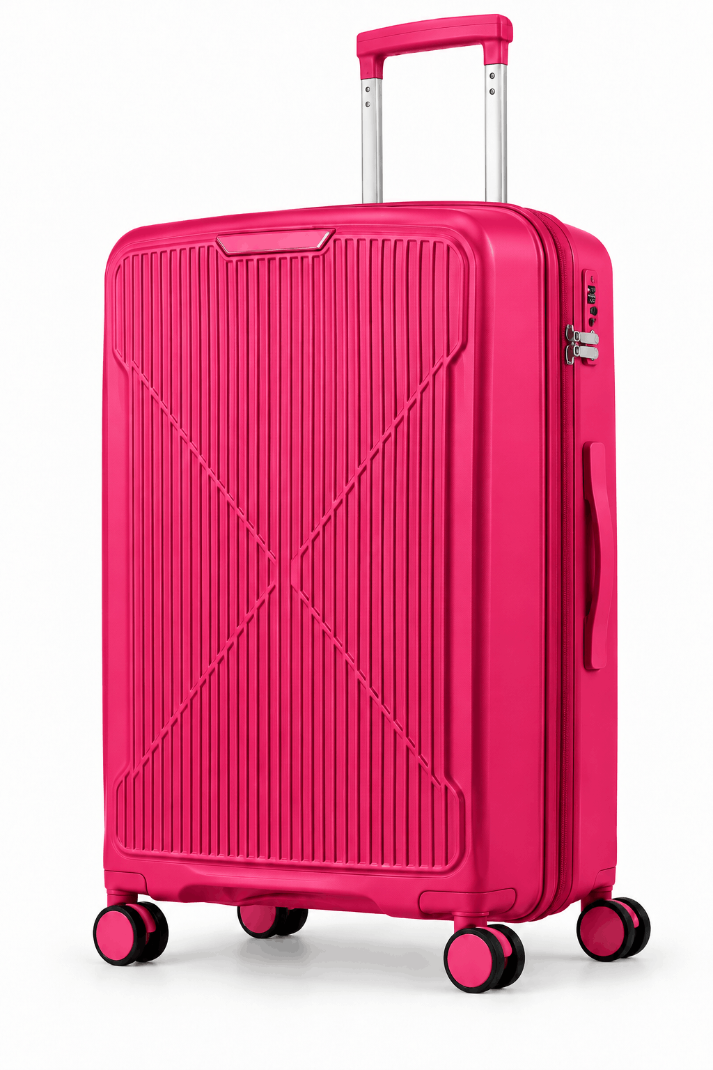 Valise rigide ORMI DELUX à 4 roues doubles – à l’unité ou en lot de 3, couleur fuchsia