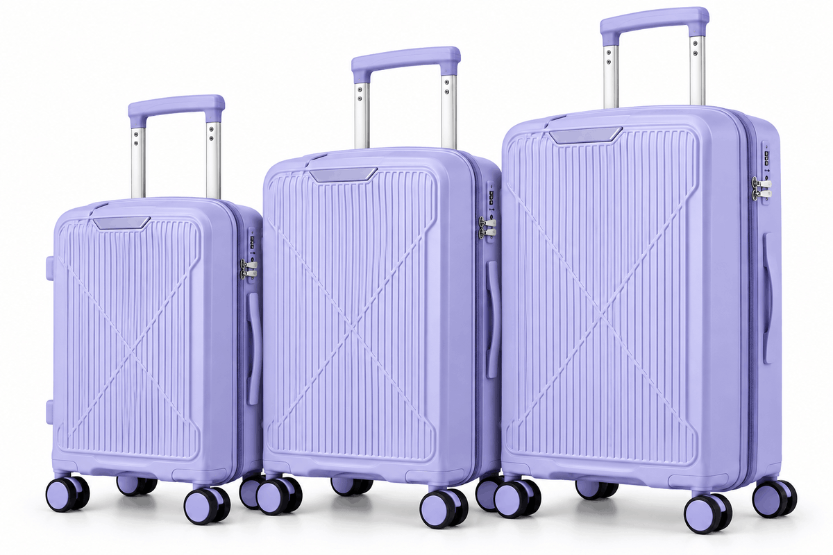 Valise rigide ORMI DELUX à 4 roulettes doubles – à l’unité ou en lot de 3, couleur lilas
