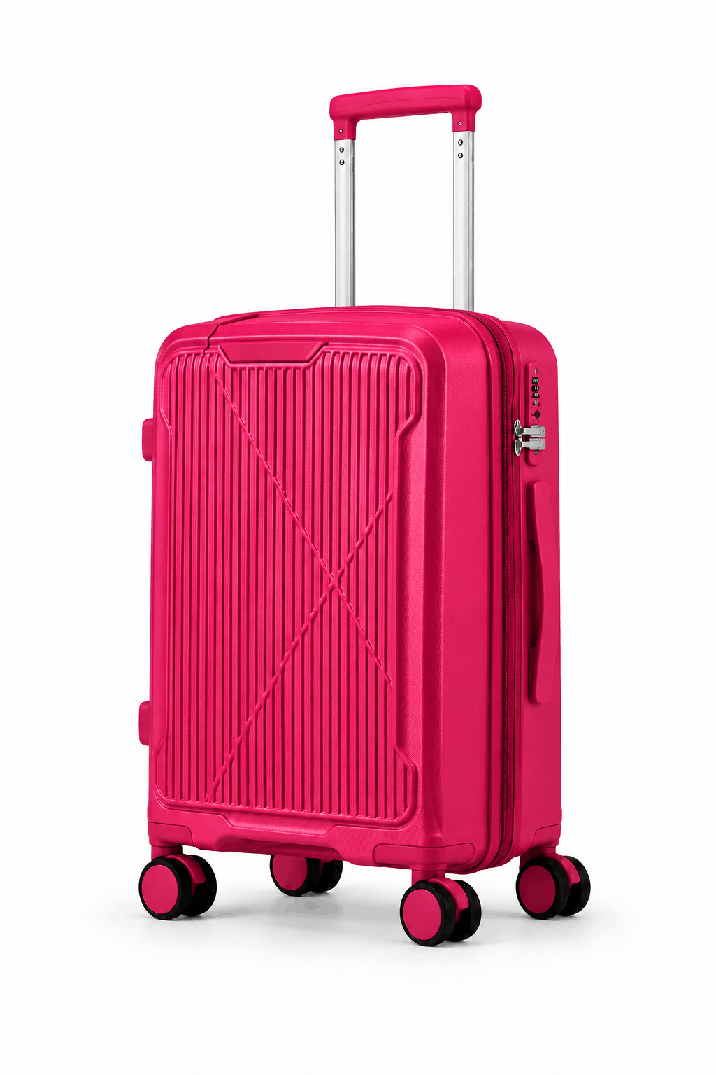 Valise rigide ORMI DELUX à 4 roues doubles – à l’unité ou en lot de 3, couleur fuchsia