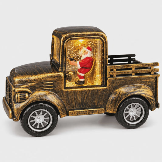 Decorațiune de Crăciun cu camion retro și scenă luminoasă