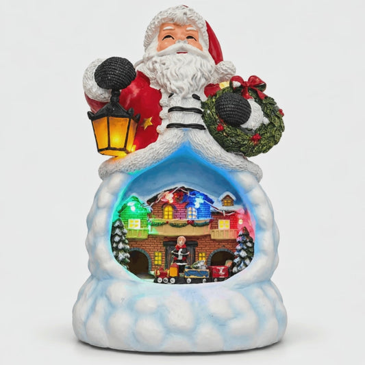 Figurină luminoasă de Crăciun cu un sat festiv