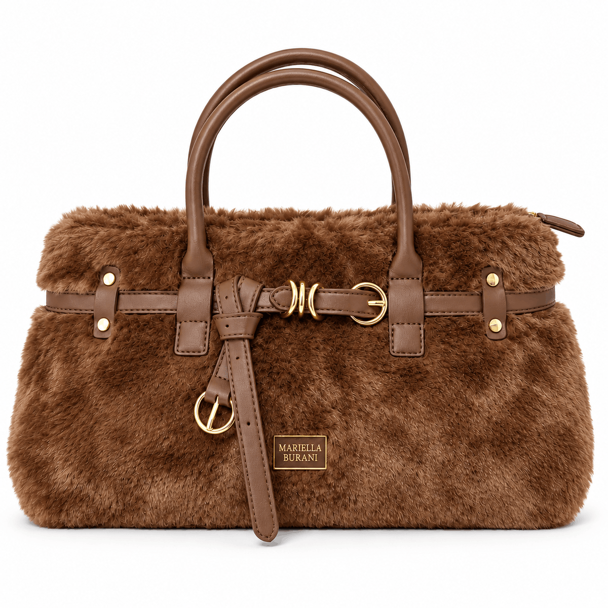 Flauschige Damenhandtasche Mariella Burani, Farbe Braun